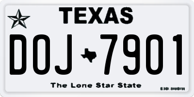 TX license plate DOJ7901