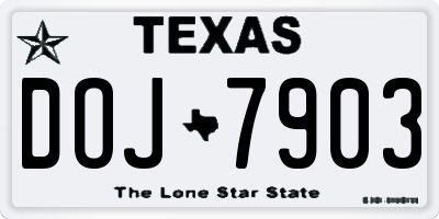 TX license plate DOJ7903