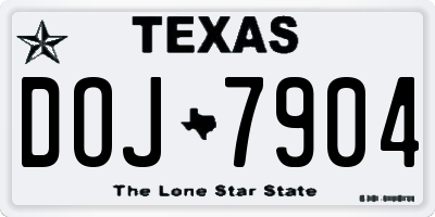 TX license plate DOJ7904