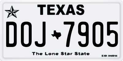 TX license plate DOJ7905