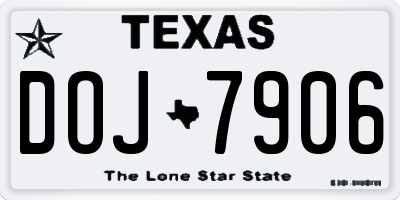 TX license plate DOJ7906