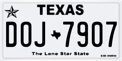 TX license plate DOJ7907