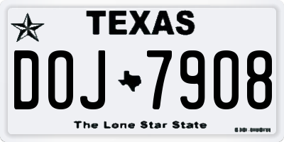 TX license plate DOJ7908