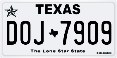TX license plate DOJ7909