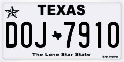 TX license plate DOJ7910