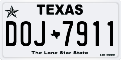 TX license plate DOJ7911