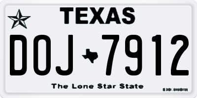 TX license plate DOJ7912