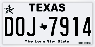 TX license plate DOJ7914