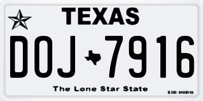 TX license plate DOJ7916