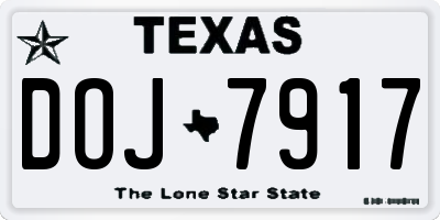 TX license plate DOJ7917