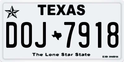 TX license plate DOJ7918