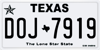 TX license plate DOJ7919