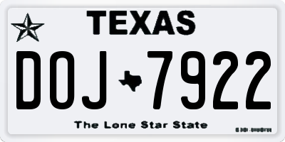 TX license plate DOJ7922
