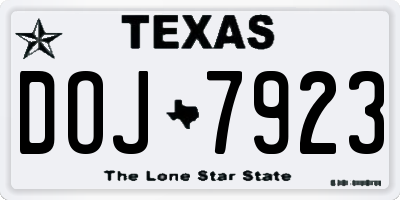 TX license plate DOJ7923