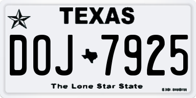 TX license plate DOJ7925