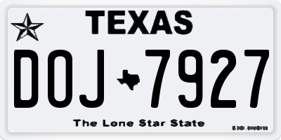 TX license plate DOJ7927