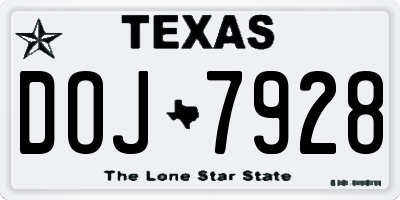 TX license plate DOJ7928