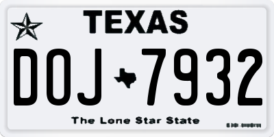 TX license plate DOJ7932