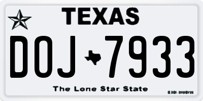 TX license plate DOJ7933