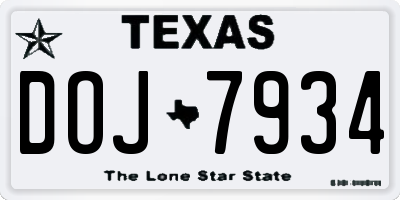 TX license plate DOJ7934