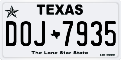 TX license plate DOJ7935