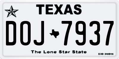 TX license plate DOJ7937