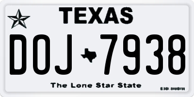 TX license plate DOJ7938