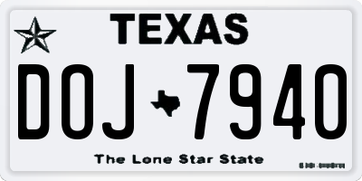 TX license plate DOJ7940