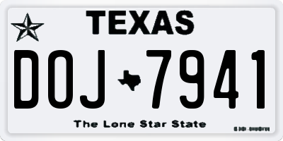 TX license plate DOJ7941