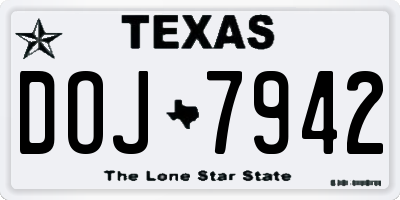 TX license plate DOJ7942
