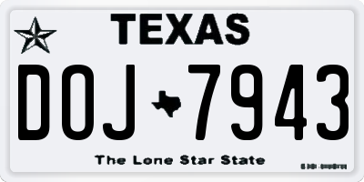 TX license plate DOJ7943