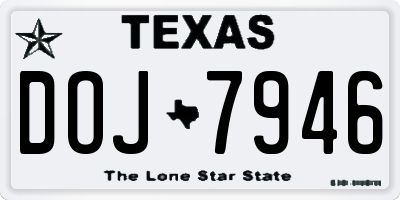 TX license plate DOJ7946