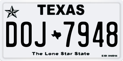 TX license plate DOJ7948