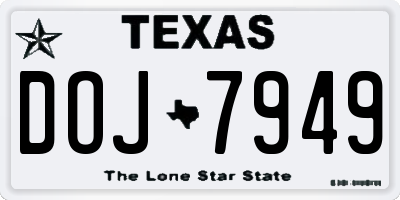 TX license plate DOJ7949