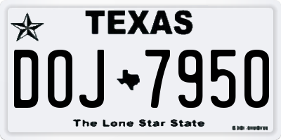 TX license plate DOJ7950