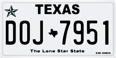 TX license plate DOJ7951