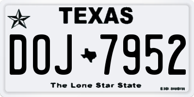 TX license plate DOJ7952