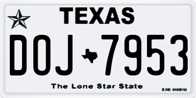 TX license plate DOJ7953