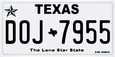 TX license plate DOJ7955