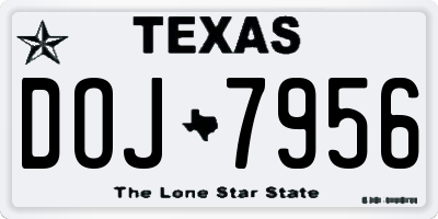 TX license plate DOJ7956