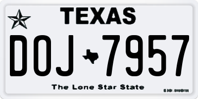 TX license plate DOJ7957