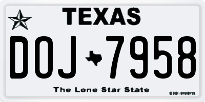 TX license plate DOJ7958