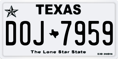 TX license plate DOJ7959