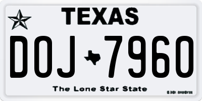 TX license plate DOJ7960