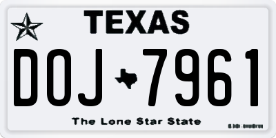 TX license plate DOJ7961