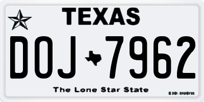 TX license plate DOJ7962