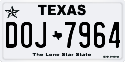 TX license plate DOJ7964