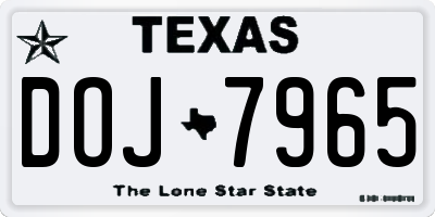 TX license plate DOJ7965