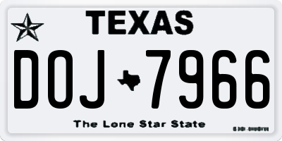TX license plate DOJ7966
