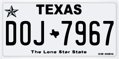 TX license plate DOJ7967